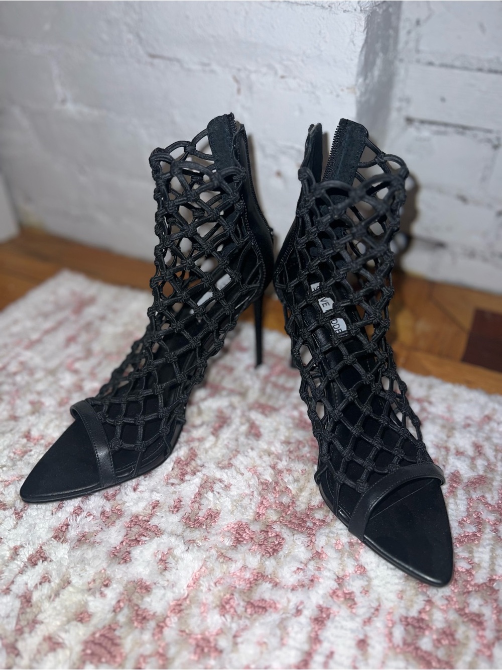 Steve Madden Black Cage Stiletto Booties
